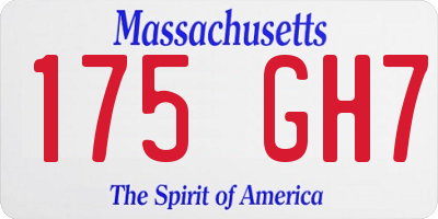 MA license plate 175GH7
