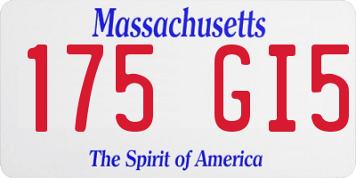 MA license plate 175GI5