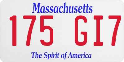 MA license plate 175GI7