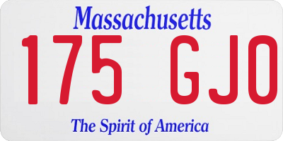 MA license plate 175GJ0