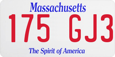 MA license plate 175GJ3