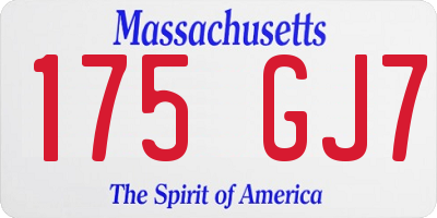 MA license plate 175GJ7