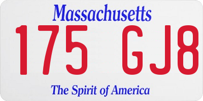 MA license plate 175GJ8