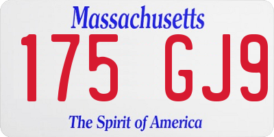 MA license plate 175GJ9