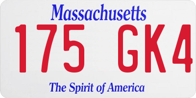 MA license plate 175GK4