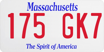 MA license plate 175GK7