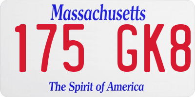 MA license plate 175GK8