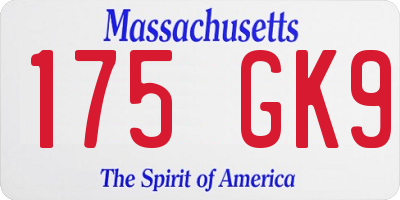 MA license plate 175GK9