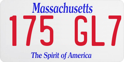 MA license plate 175GL7