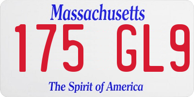 MA license plate 175GL9