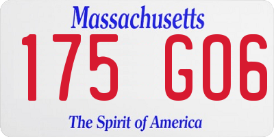 MA license plate 175GO6