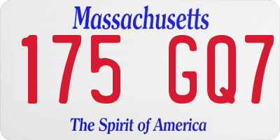 MA license plate 175GQ7