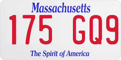 MA license plate 175GQ9