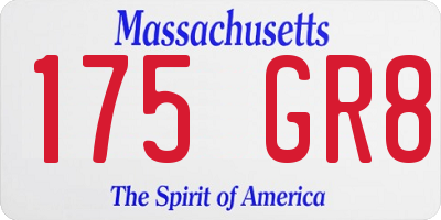 MA license plate 175GR8