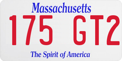 MA license plate 175GT2
