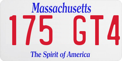 MA license plate 175GT4