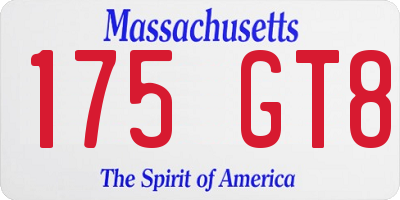 MA license plate 175GT8