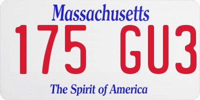 MA license plate 175GU3