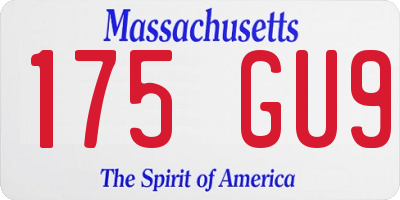 MA license plate 175GU9