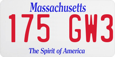 MA license plate 175GW3