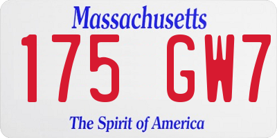 MA license plate 175GW7