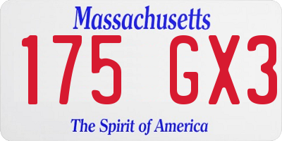 MA license plate 175GX3