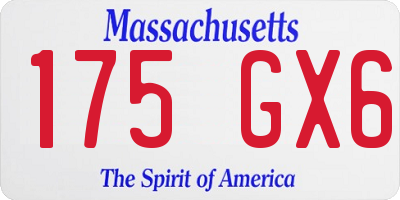 MA license plate 175GX6