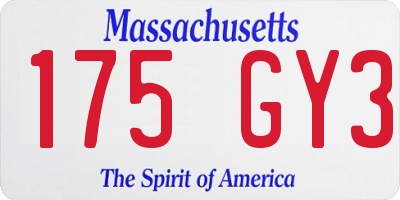 MA license plate 175GY3