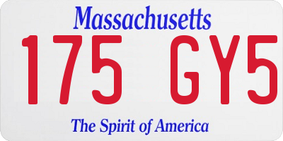 MA license plate 175GY5
