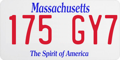 MA license plate 175GY7