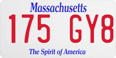 MA license plate 175GY8