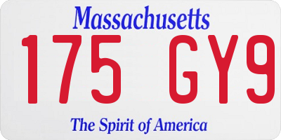MA license plate 175GY9