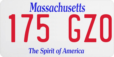 MA license plate 175GZ0