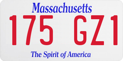 MA license plate 175GZ1