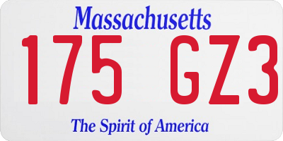 MA license plate 175GZ3