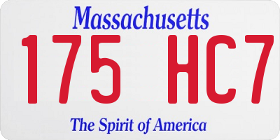 MA license plate 175HC7