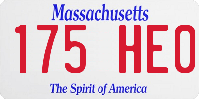 MA license plate 175HE0