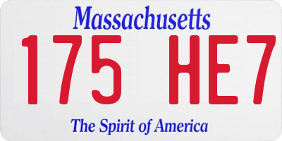 MA license plate 175HE7