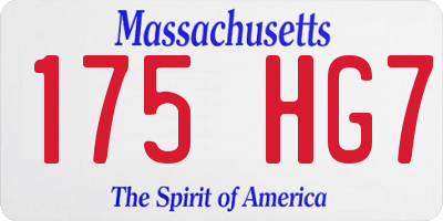 MA license plate 175HG7