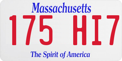 MA license plate 175HI7