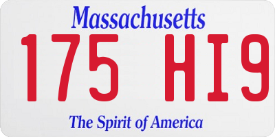 MA license plate 175HI9