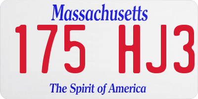 MA license plate 175HJ3