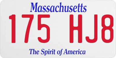 MA license plate 175HJ8