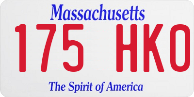 MA license plate 175HK0