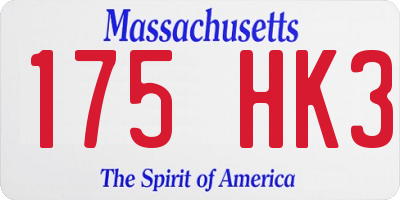 MA license plate 175HK3