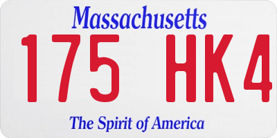MA license plate 175HK4