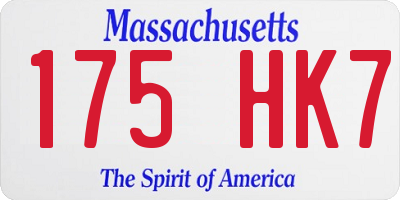 MA license plate 175HK7