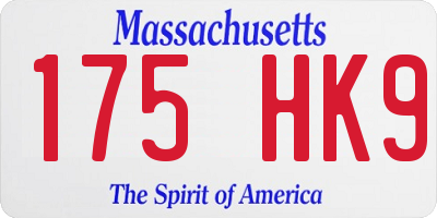 MA license plate 175HK9