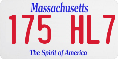 MA license plate 175HL7