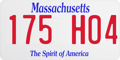 MA license plate 175HO4